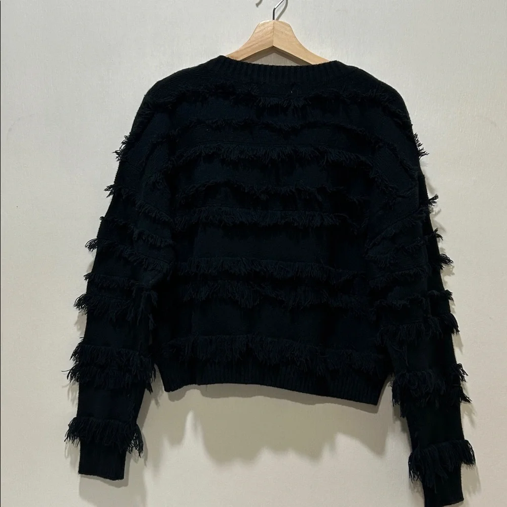 INTO WOMENS FRINGED TOP SWEATER TOP Sz M/L